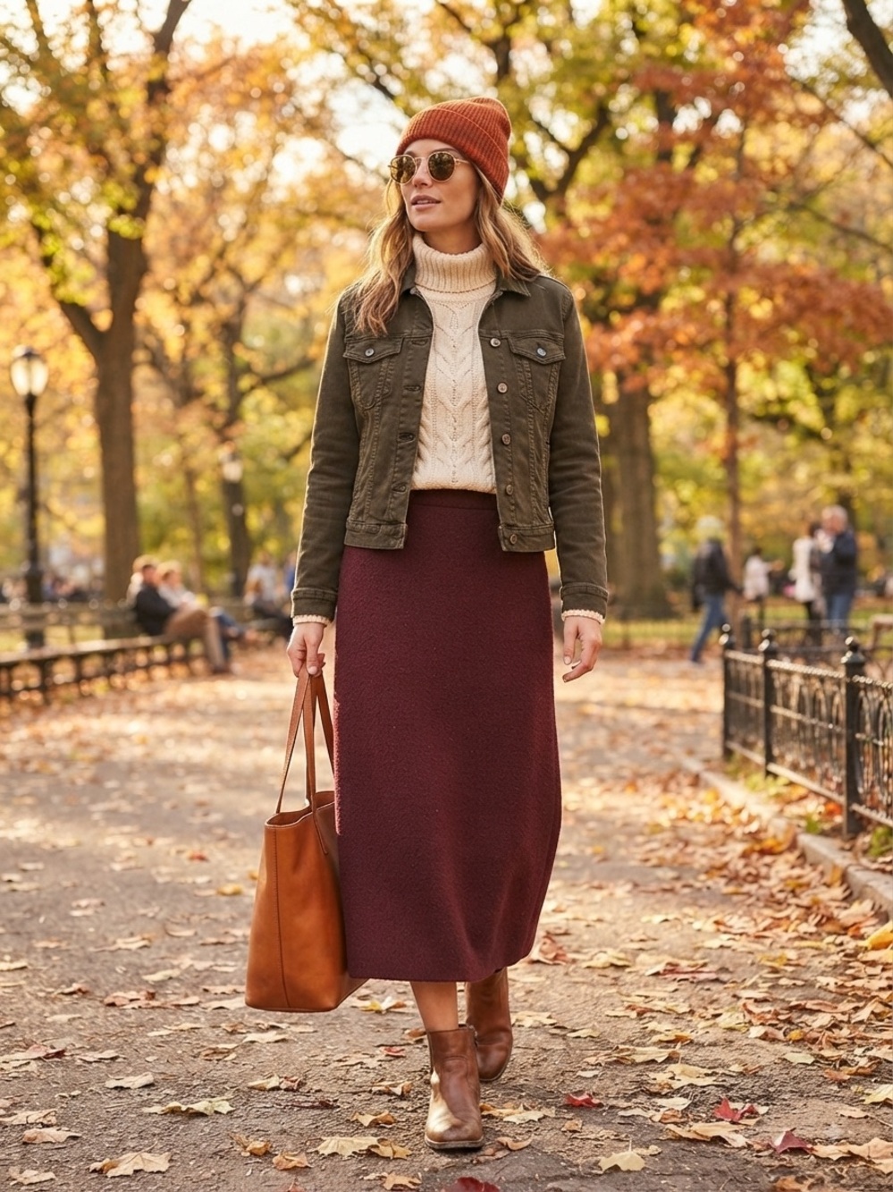 ZARA Burgundy A-Line Wool Skirt size extra small